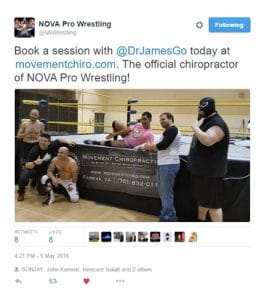 Chiropractor Burke VA James Go at wrestling